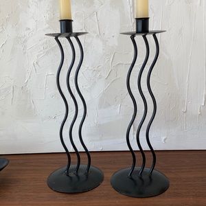 Vintage Wavy squiggle candlestick holders